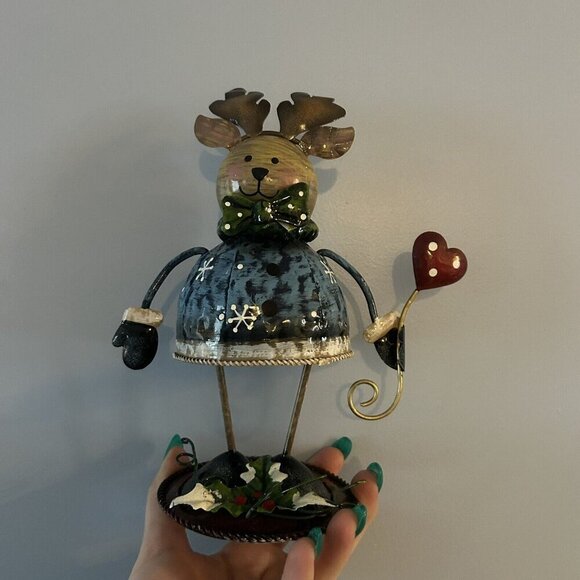 2 Metal Christmas Holiday Bear Reindeer Blue Red Bouncing Spring Figurine - Picture 7 of 13